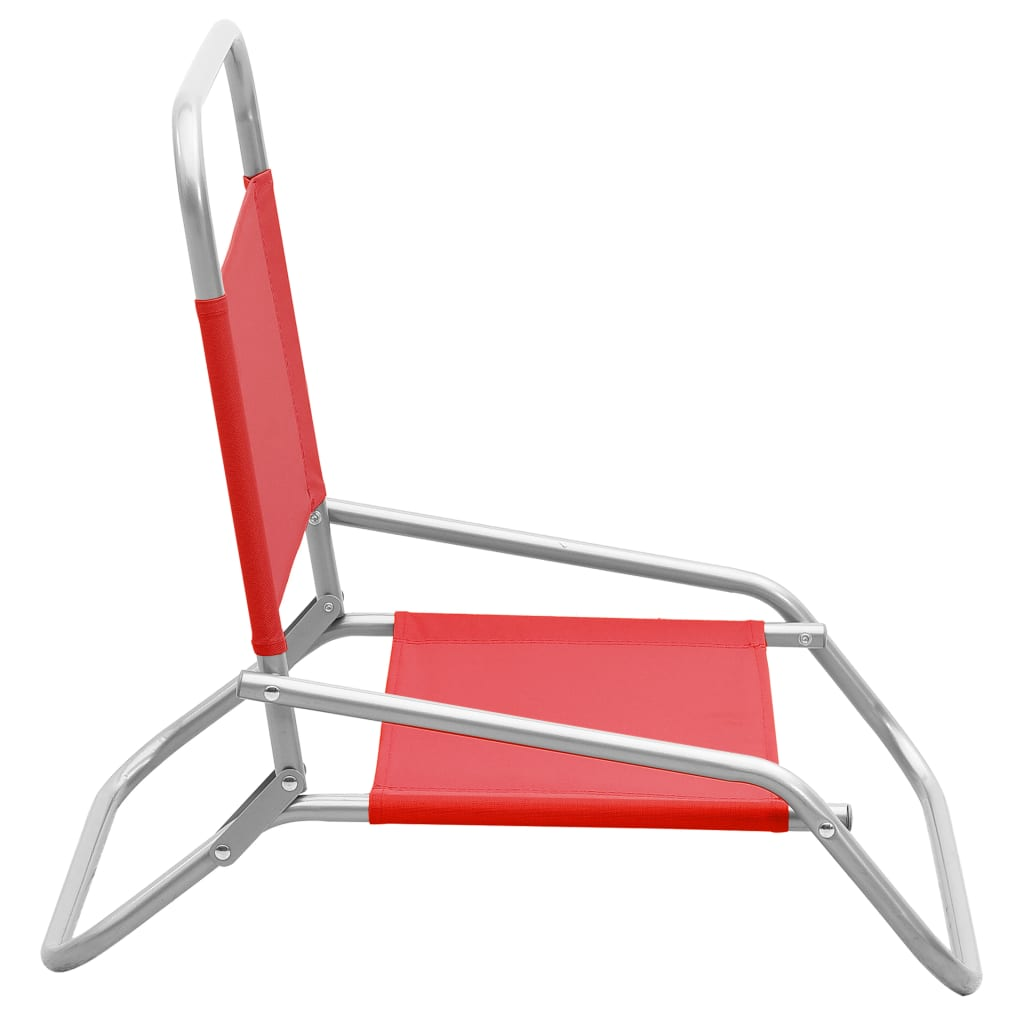 Folding Beach Chairs - Set of 2 - Red Fabric