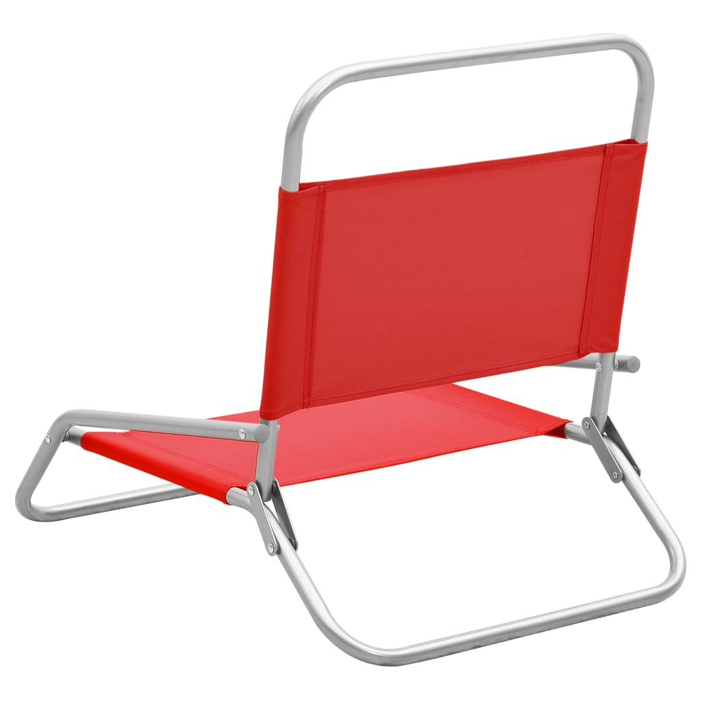 Folding Beach Chairs - Set of 2 - Red Fabric