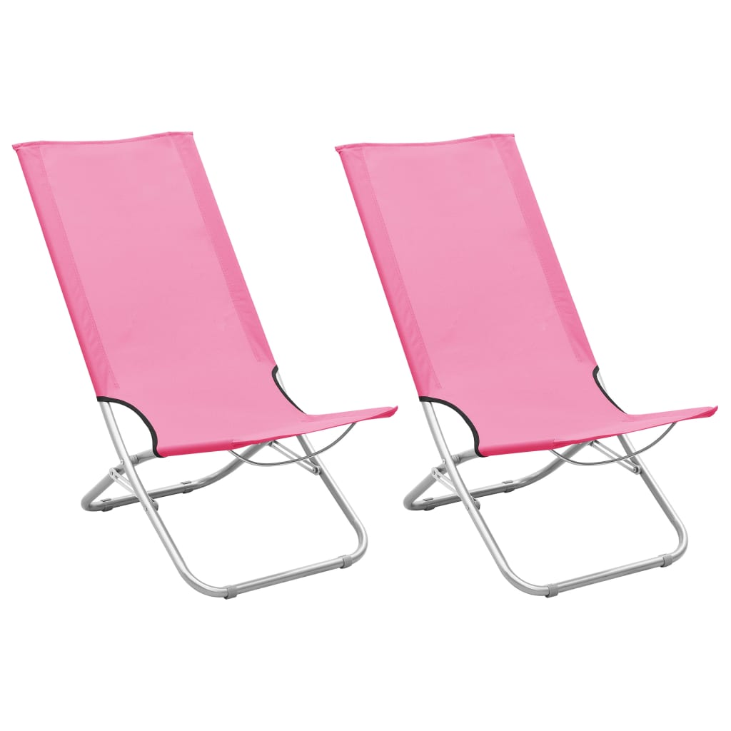 Folding Beach Chairs 2 pcs Pink Fabric - Trendy and Comfortable