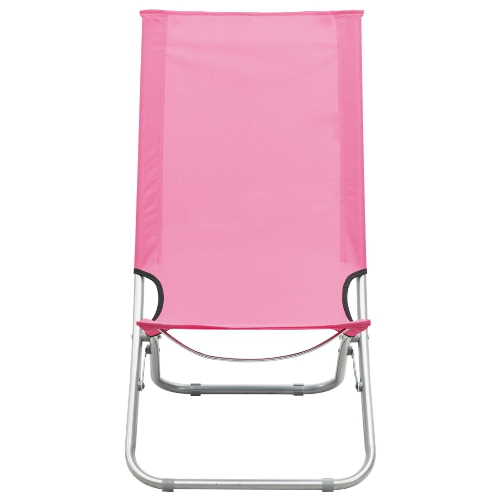 Folding Beach Chairs 2 pcs Pink Fabric - Trendy and Comfortable