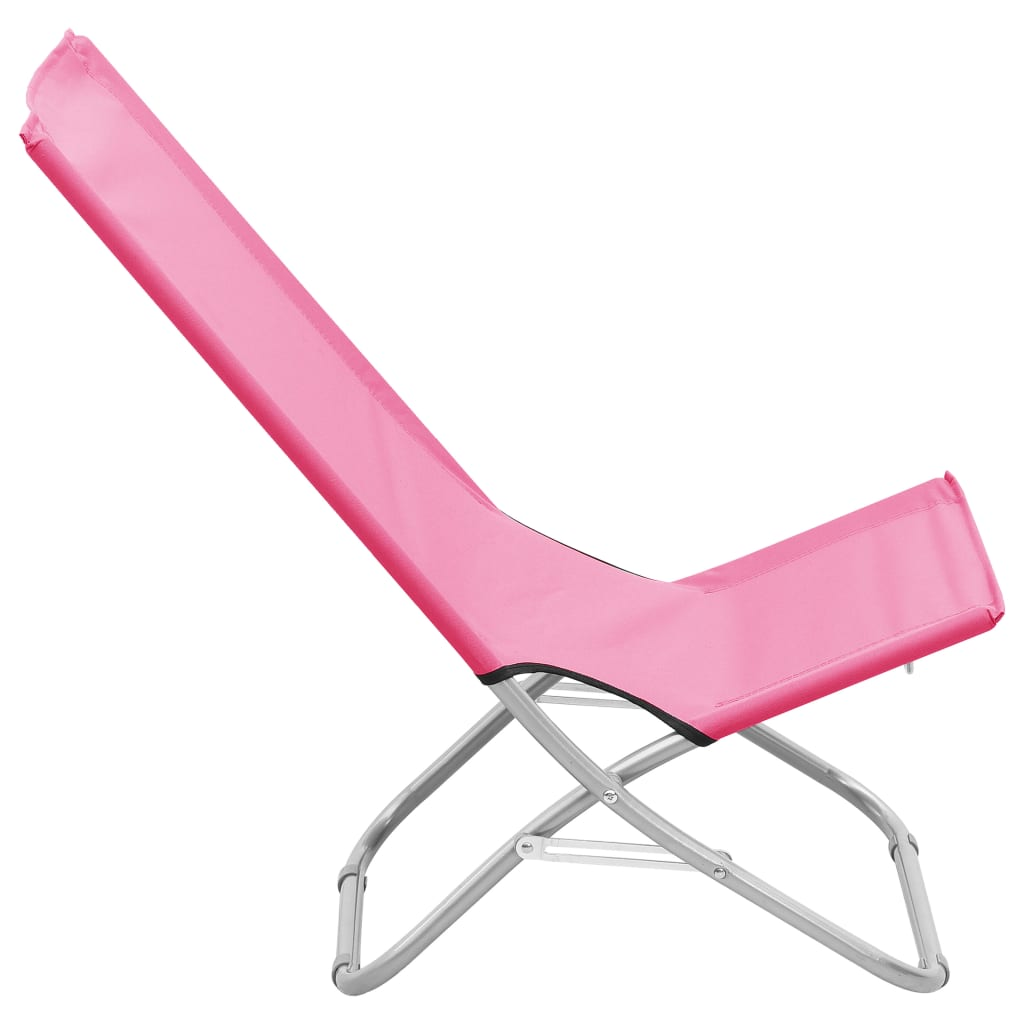 Folding Beach Chairs 2 pcs Pink Fabric - Trendy and Comfortable