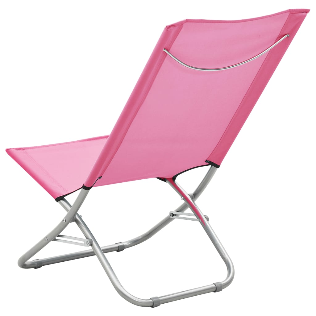 Folding Beach Chairs 2 pcs Pink Fabric - Trendy and Comfortable