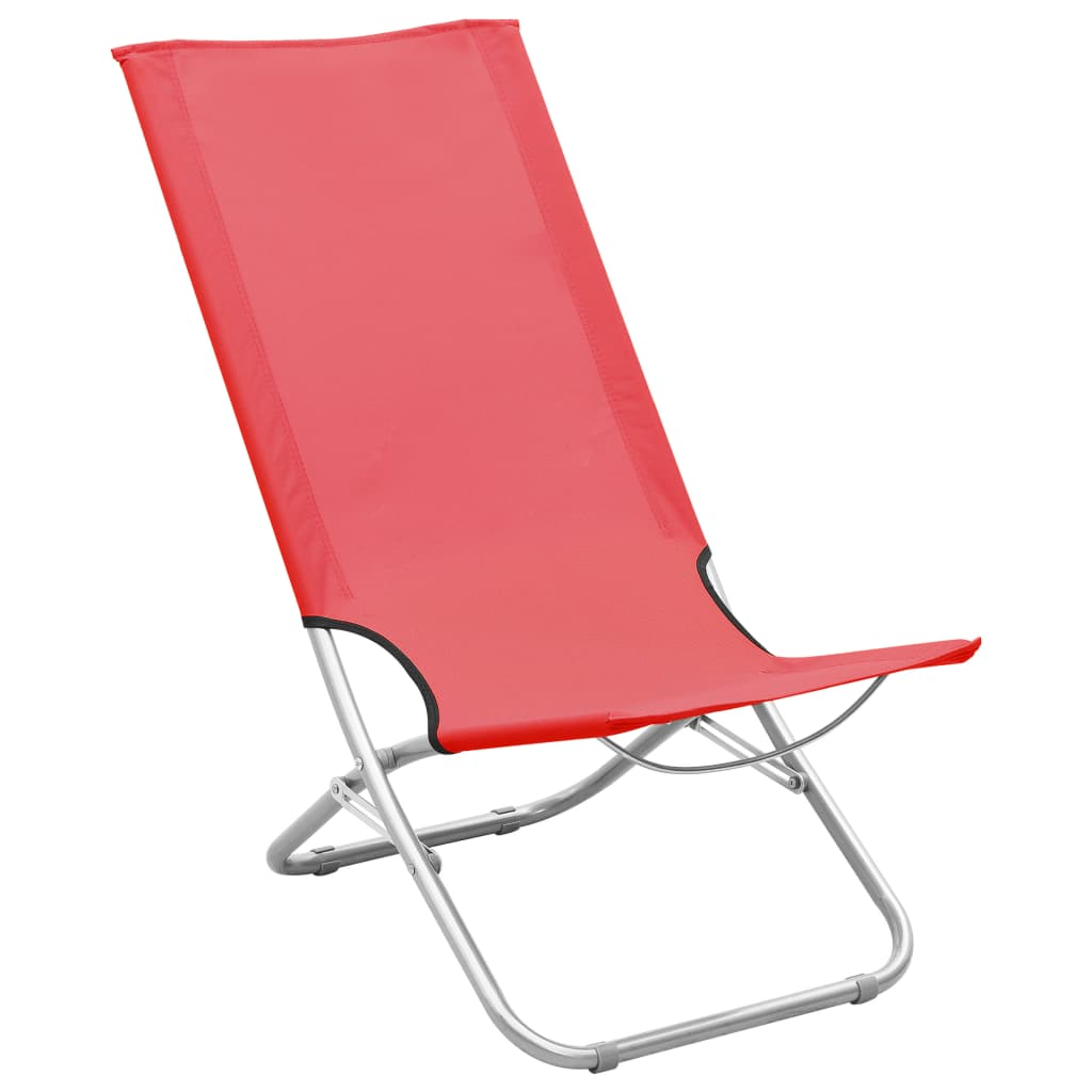 Folding Beach Chairs 2 pcs - Red Fabric | Comfortable & Durable