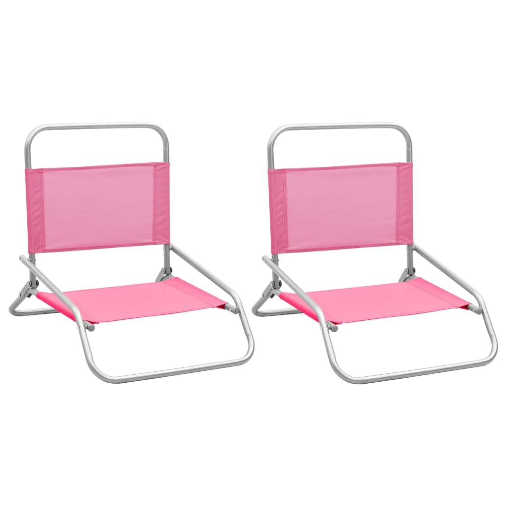 Folding Beach Chairs 2 pcs Pink Fabric - Relax in Style