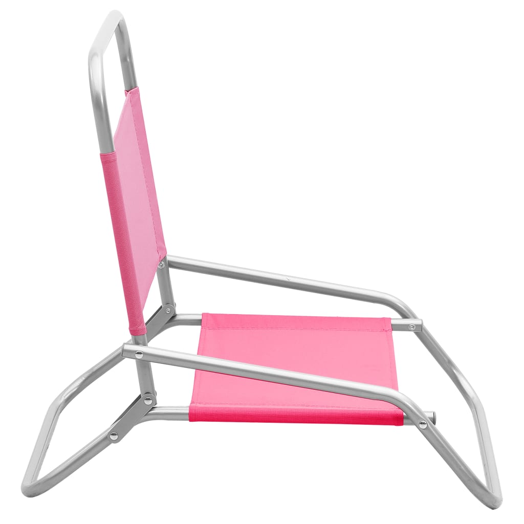 Folding Beach Chairs 2 pcs Pink Fabric - Relax in Style