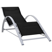 Sun Loungers 2 pcs with Table Aluminium Black - Outdoor Lounge Set