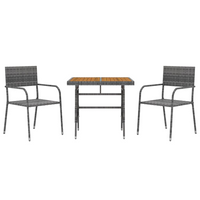 vidaXL 3 Piece Outdoor Dining Set Poly Rattan Grey