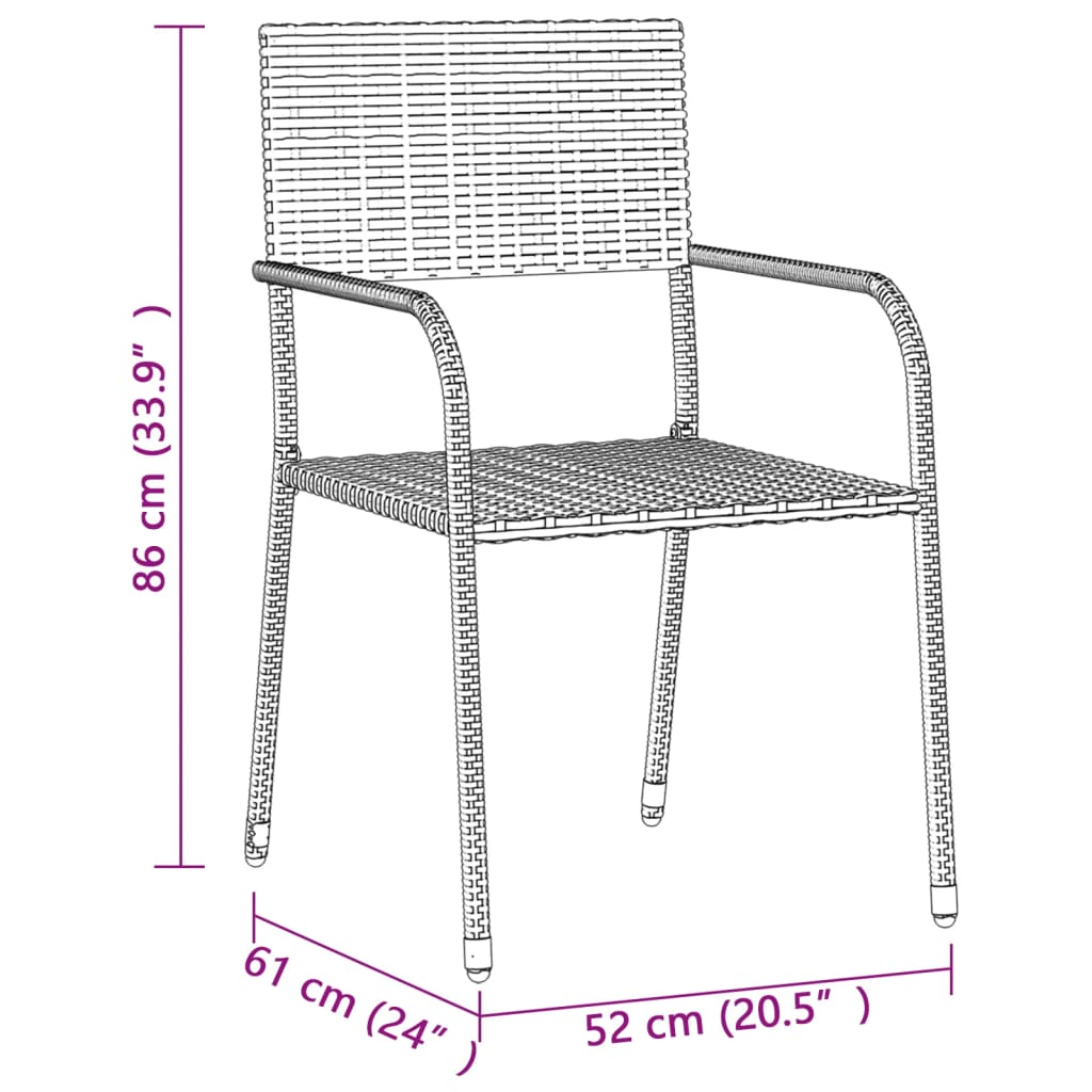 vidaXL 3 Piece Outdoor Dining Set Poly Rattan Grey