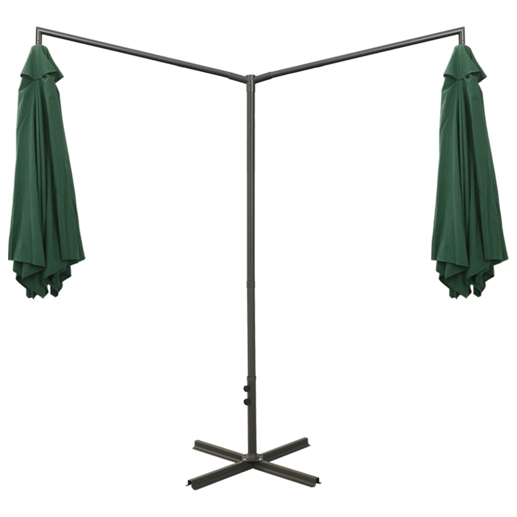 Double Parasol with Steel Pole Green 600 cm - Create Shade and Protect from Harmful UV Rays