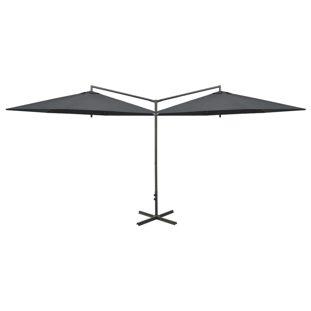 Double Parasol with Steel Pole Anthracite 600 cm - Create Shade & Protection