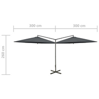 Double Parasol with Steel Pole Anthracite 600 cm - Create Shade & Protection