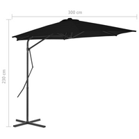 Outdoor Parasol with Steel Pole Black - Sun Protection and Style