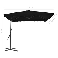 Outdoor Parasol with Steel Pole Black 250x250x230 cm