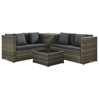 4 Piece Garden Lounge Set with Cushions Poly Rattan Grey - Stylish and Weather-Resistant