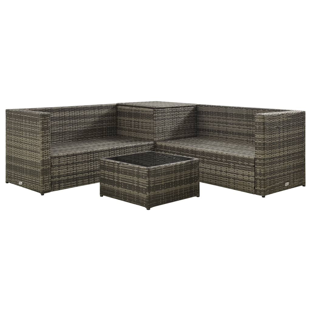 4 Piece Garden Lounge Set with Cushions Poly Rattan Grey - Stylish and Weather-Resistant