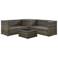 4 Piece Garden Lounge Set with Cushions Poly Rattan Grey - Stylish and Weather-Resistant