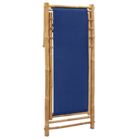 vidaXL Deck Chair Bamboo and Canvas Navy Blue - Outdoor Furniture