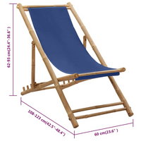 vidaXL Deck Chair Bamboo and Canvas Navy Blue - Outdoor Furniture