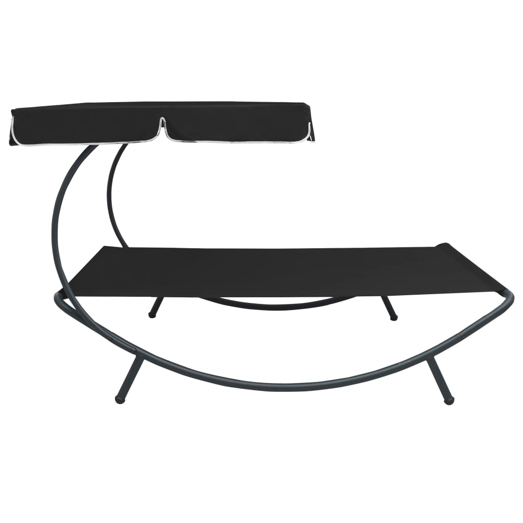 Outdoor Lounge Bed with Canopy Black - Relax in Style