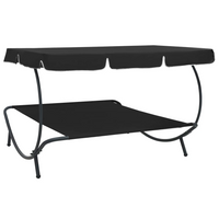 Outdoor Lounge Bed with Canopy Black - Relax in Style