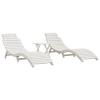 vidaXL Sun Loungers 2 pcs with Table White Solid Wood Acacia - Relaxation and Style for Your Outdoor Space