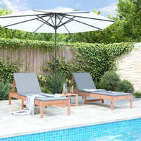 Sun Loungers 2 pcs with Table Solid Wood Douglas - Outdoor Furniture for Relaxation and Comfort