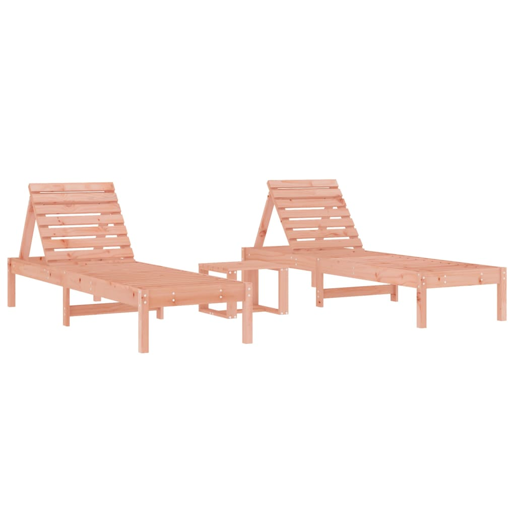 Sun Loungers 2 pcs with Table Solid Wood Douglas - Outdoor Furniture for Relaxation and Comfort