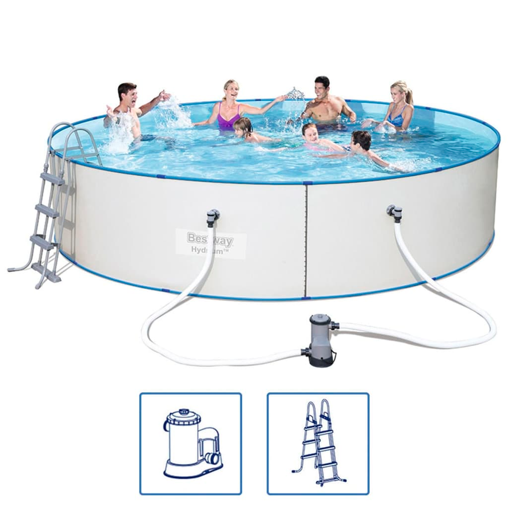 Bestway Hydrium Swimming Pool Set Steel Frame Round 460x90 cm - Durable and Spacious