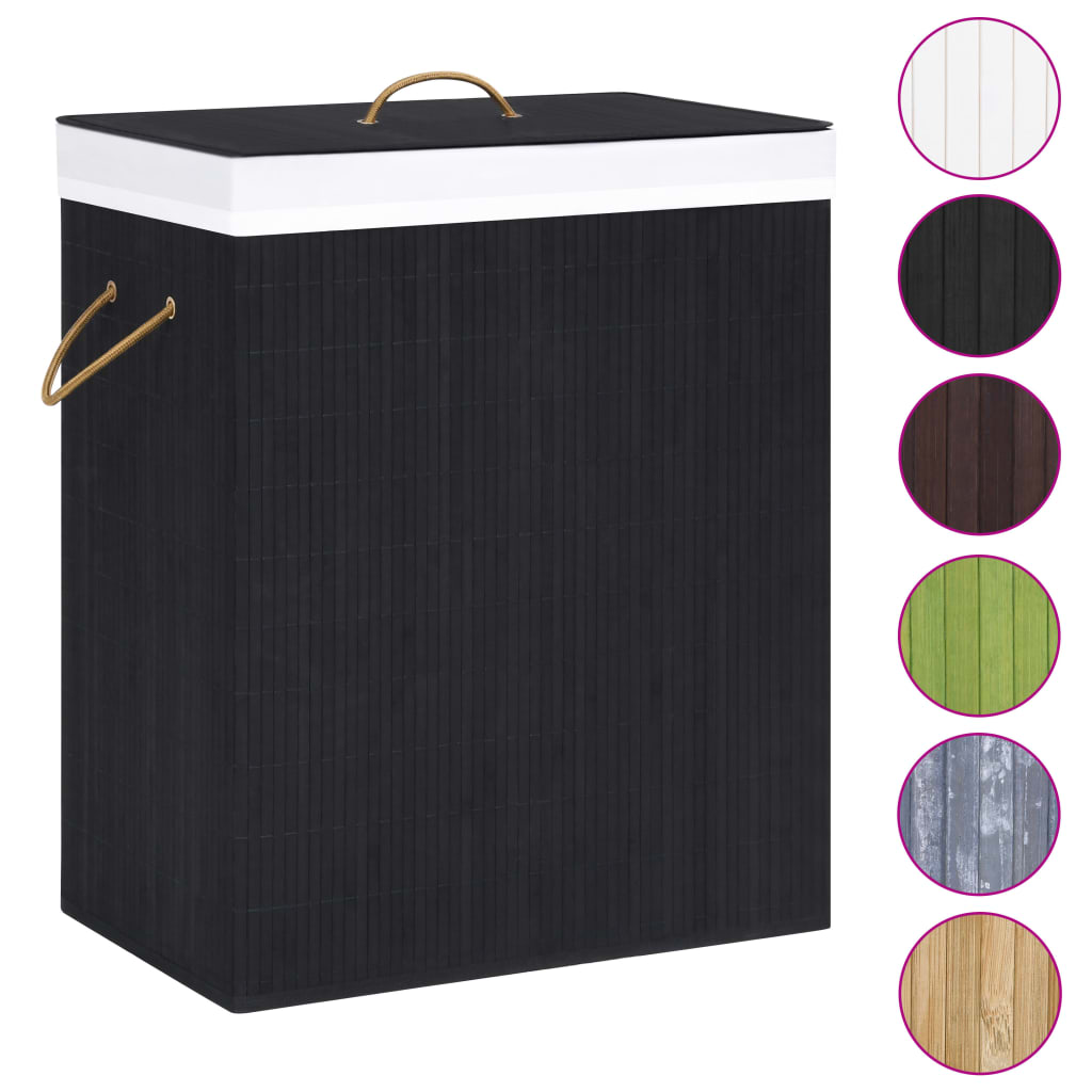 vidaXL Bamboo Laundry Basket Black 83 L - Stylish and Functional