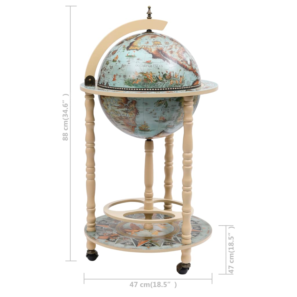 Globe Bar Wine Stand Eucalyptus Wood Blue | Elegant & Functional