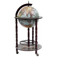 Globe Bar Wine Stand Eucalyptus Wood Blue - Elegant Wine Storage and Display