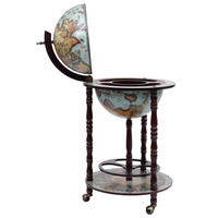 Globe Bar Wine Stand Eucalyptus Wood Blue - Elegant Wine Storage and Display