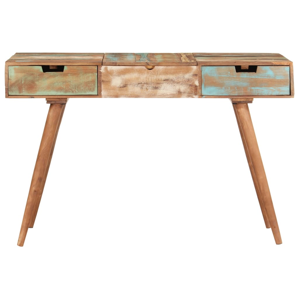 Dressing Table with Mirror - Solid Reclaimed Wood, Handmade, Hidden Storage Space, 112x45x76 cm