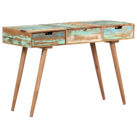 Dressing Table with Mirror - Solid Reclaimed Wood, Handmade, Hidden Storage Space, 112x45x76 cm