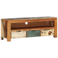 TV Cabinet 110x30x40 cm | Solid Reclaimed Wood | Handmade | Ample Storage Space