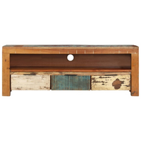 TV Cabinet 110x30x40 cm | Solid Reclaimed Wood | Handmade | Ample Storage Space