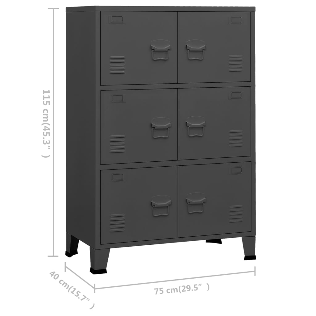 Industrial Storage Chest Anthracite 75x40x115 cm Metal - Organize and Declutter Your Space