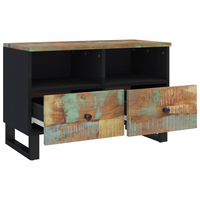 TV Cabinet 70x33x46cm Solid Wood Reclaimed - Industrial Style, Ample Storage