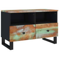 TV Cabinet 70x33x46cm Solid Wood Reclaimed - Industrial Style, Ample Storage