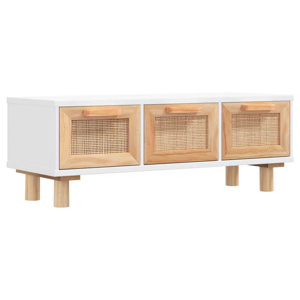 Coffee Table - White, 80x40x30 cm - Engineered Wood & Solid Wood Pine