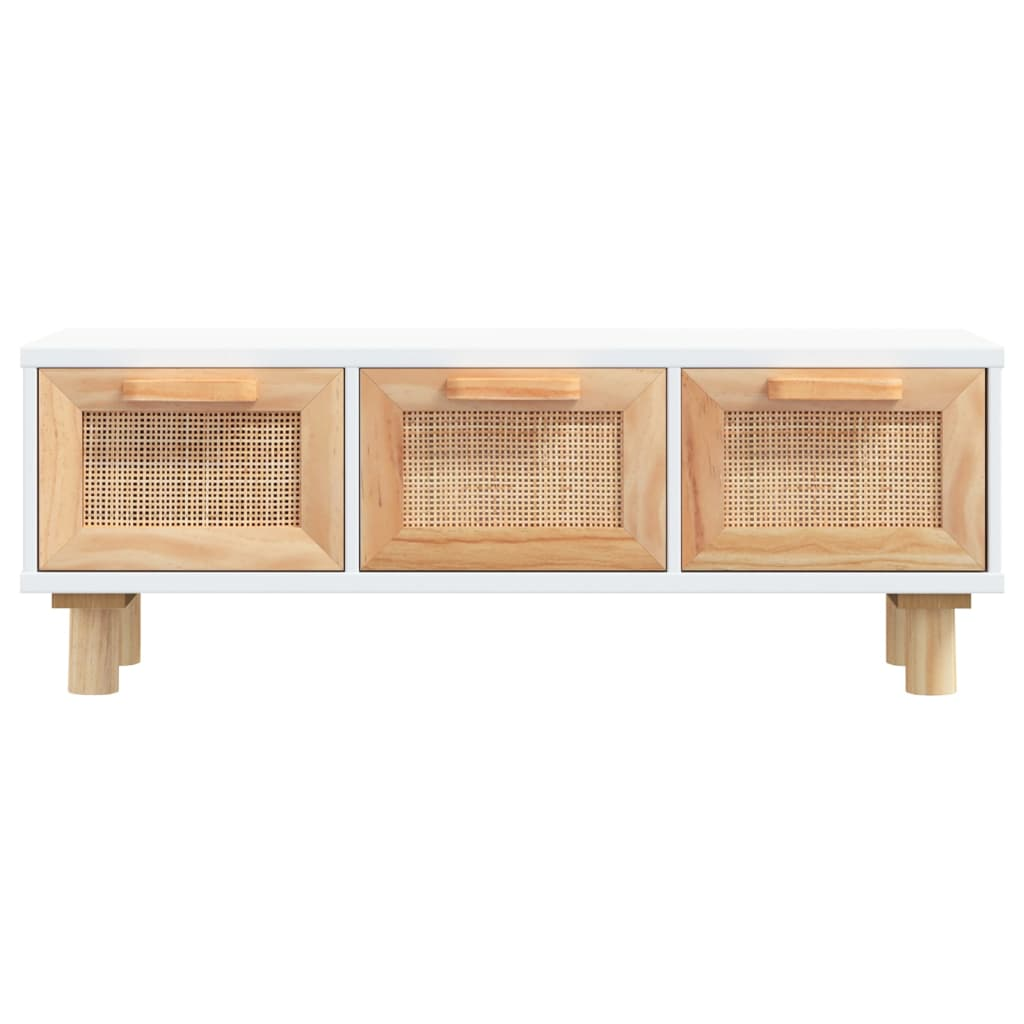 Coffee Table - White, 80x40x30 cm - Engineered Wood & Solid Wood Pine