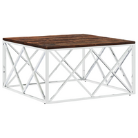 Coffee Table Stainless Steel and Solid Wood Reclaimed - Functional and Durable Furniture