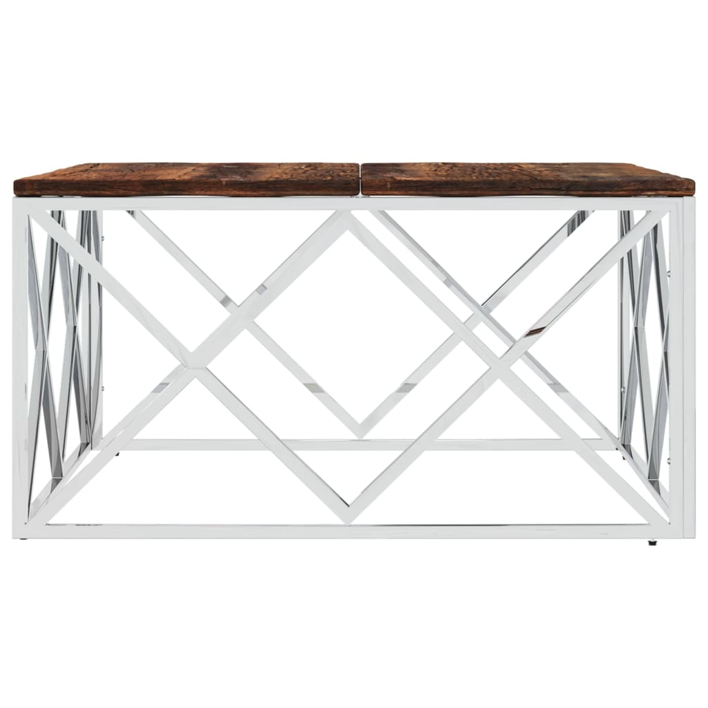 Coffee Table Stainless Steel and Solid Wood Reclaimed - Functional and Durable Furniture