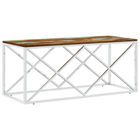 Coffee Table Stainless Steel and Solid Wood Reclaimed - Functional and Beautiful