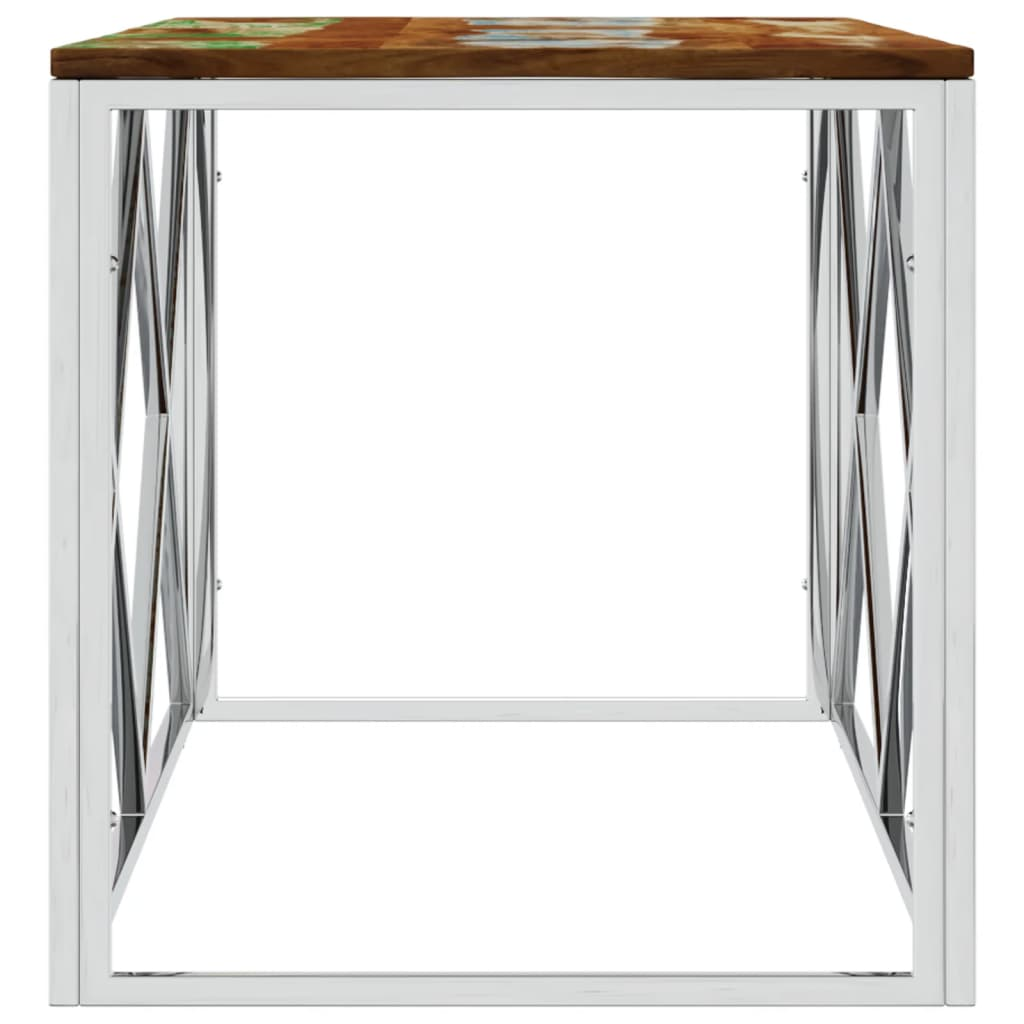 Coffee Table Stainless Steel and Solid Wood Reclaimed - Functional and Beautiful