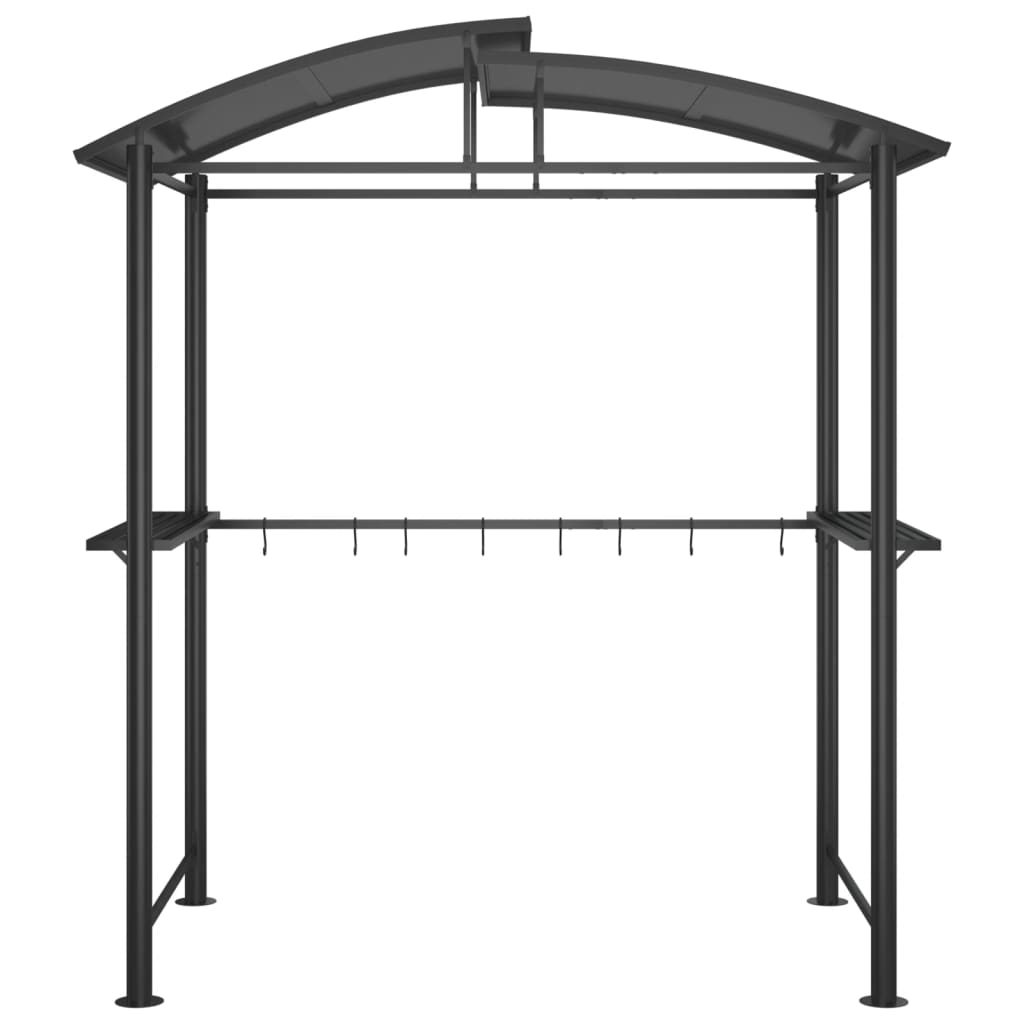 BBQ Gazebo with Side Shelves Anthracite 210x114x230 cm Steel