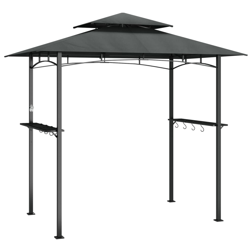 BBQ Gazebo with Side Shelves Anthracite - Steel Frame, Durable Roof, Great Ventilation - Outdoor BBQ Shelter