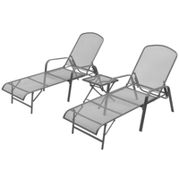 Sun Loungers 2 pcs with Table Steel Anthracite - Outdoor and Indoor Relaxation Set