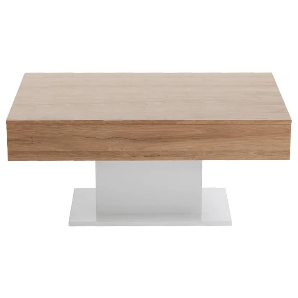 FMD Coffee Table Antique Oak and White - Stylish Contemporary Design with Hidden Storage