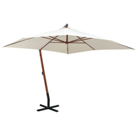 Hanging Parasol 300x300 cm | Wooden Pole | White - Stay Cool and Stylish